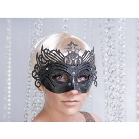 Škraboška čierna, maska s ornamentom na párty, 1ks