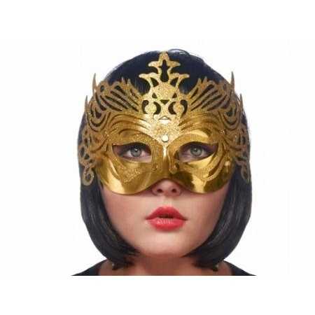 Škraboška zlatá, maska s ornamentom na párty, 1ks