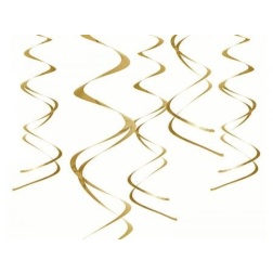 Špirálová dekorácia ŠPIRÁLY zlaté, 60cm, 5ks