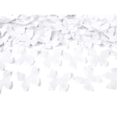 Vystreľovacie konfety biele papierové motýliky, 60cm