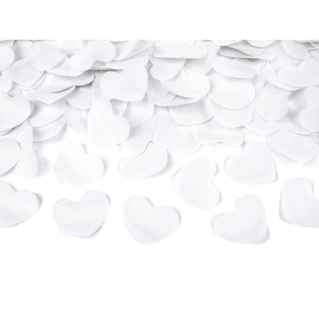 Vystreľovacie konfety biele srdcia, 40cm