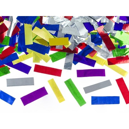 Vystreľovacie konfety farebné metalické pásiky, 60cm