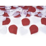 Vystreľovacie konfety lupene bielo – červené, 30cm