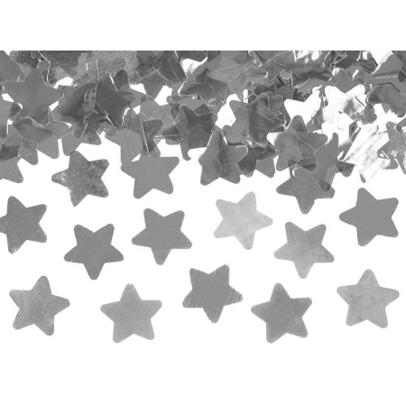 Vystreľovacie konfety strieborné hviezdy, 40cm
