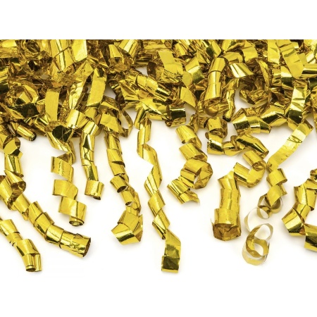 Vystreľovacie konfety zlaté metalické špirály, 60cm