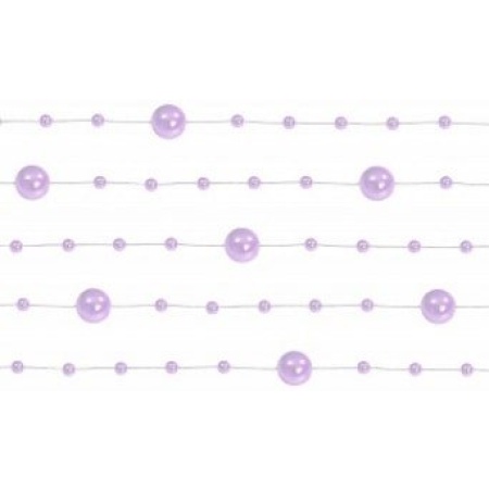 Girlanda perlová bledo fialová, 130cm, 5ks