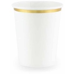 Papierový pohár biely so zlatým pásikom, 260ml, 6ks