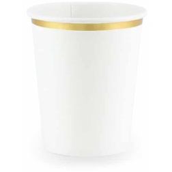 Papierový pohár biely so zlatým pásikom, 260ml, 6ks