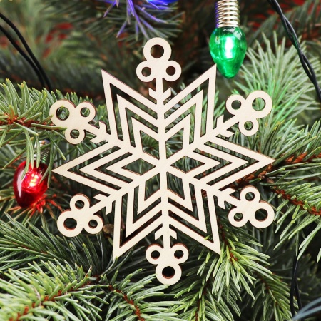 Drevená vianočná ozdoba na stromček hviezda 7, 78x88mm