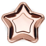 Papierové taniere hviezda ružovo zlaté lesklé, 18cm, 6ks