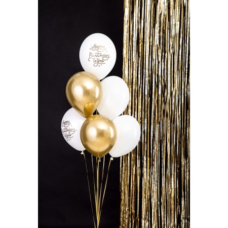 Balón biely so zlatým nápisom Happy Birthday To You, 30cm, 1ks
