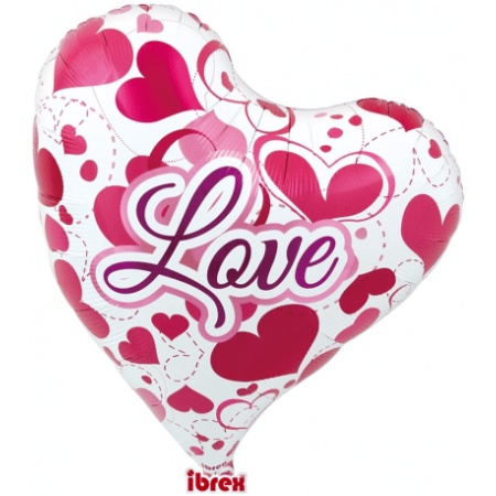 Fóliový balón srdce s nápisom Love, 35cm