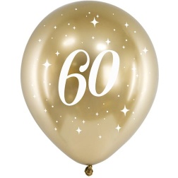 Balóny 60. narodeniny, zlaté lesklé, 30cm, 6ks
