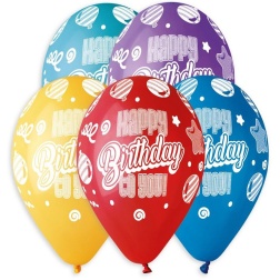Balóny s nápisom Happy Birthday To You farebné, 33cm, 5ks