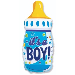 Fóliový balón fľaška Its a Boy modrá, 61cm