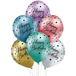 Balónový set s nápisom Happy Birthday farebný, 30cm, 6ks