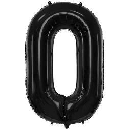 Fóliový balón číslo 0, čierny, 86cm