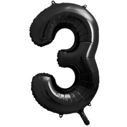 Fóliový balón číslo 3, čierny, 86cm