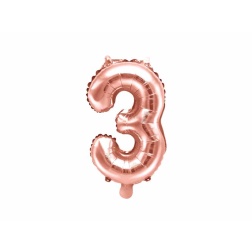 Fóliový balón číslo 3, ružovo zlatý, 35cm