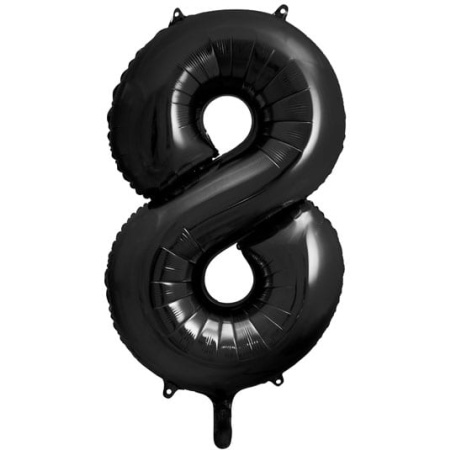Fóliový balón číslo 8, čierny, 86cm