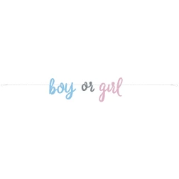 Girlanda s nápisom Boy or Girl, 213cm