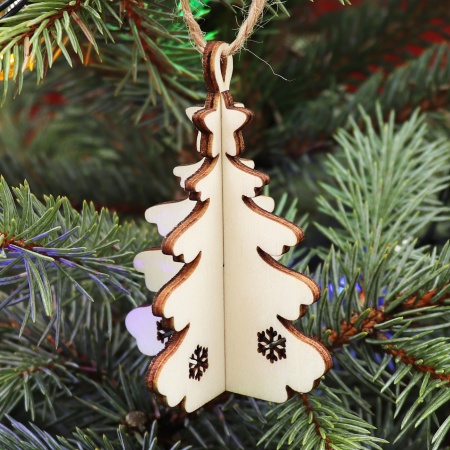 Drevená vianočná ozdoba na stromček 3D stromček