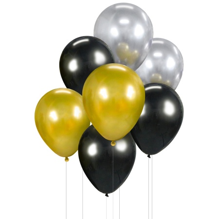 Balónový set zlato strieborno čierny, 30cm, 7ks