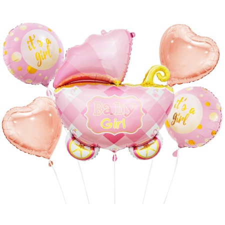 Balónový set Baby Girl ružový, 5ks