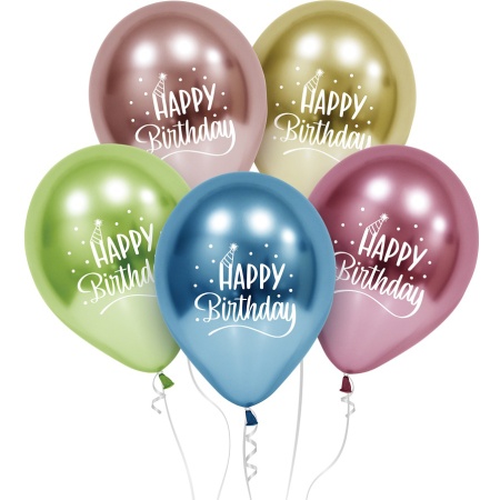 Balónový set Happy Birthday, 30cm, 5ks
