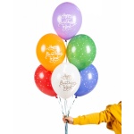 Balónový set Happy Birthday farebný, 30cm, 6ks
