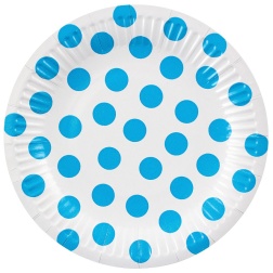 Papierové taniere s modrými bodkami, 18cm, 6ks