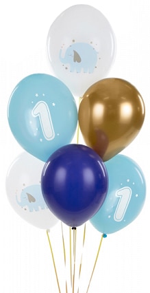 Balónový set 1. narodeniny modrý, 30cm, 6ks