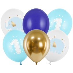 Balónový set 1. narodeniny modrý, 30cm, 6ks