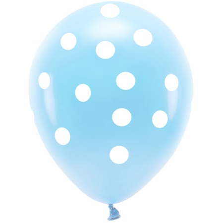 Balóny modré s bielymi bodkami EKO, 33cm, 6ks