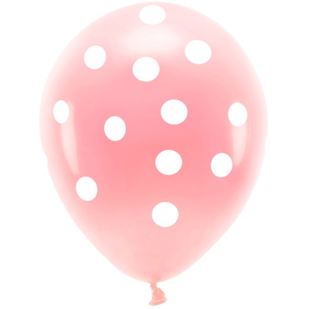 Balóny ružové s bielymi bodkami EKO, 33cm, 6ks