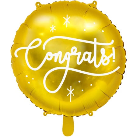 Fóliový balón s nápisom Congrats zlatý, 45cm