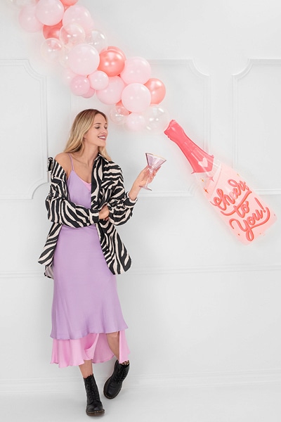 Fóliový balón šampanské ružové, 38x97cm