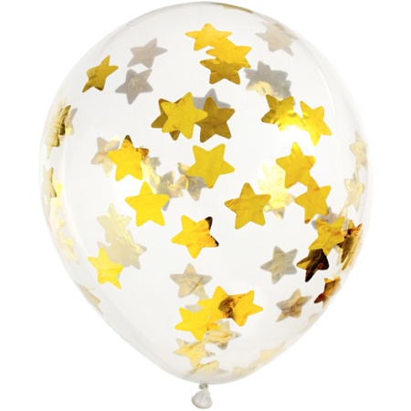 Balónový set so zlatými hviezdami, 30cm, 6ks