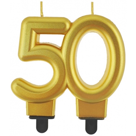 Sviečka 50. narodeniny zlatá, 8cm