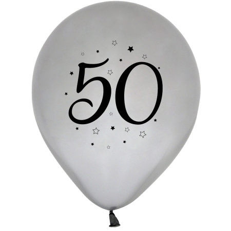 Balóny 50. narodeniny strieborné, 30cm, 5ks