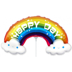 Fóliový balón Dúha s nápisom Happy Day, 35cm