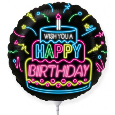 Fóliový balón Happy Birthday čierny, 35cm