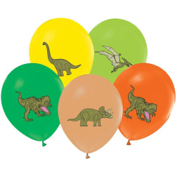 Balónový set dinosaurus farebné, 30cm, 5ks
