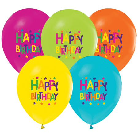 Balónový set Happy Birthday farebný, 30cm, 5ks