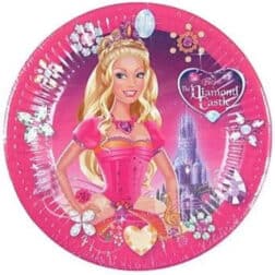 Papierové taniere Barbie love, srdce, 23cm, 8ks
