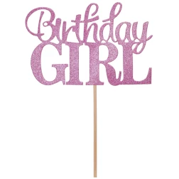 Nápis na tortu Birthday Girl s trblietkami, 10x7cm