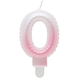 Sviečka číslo 0 perleťová bielo ružová, 7cm