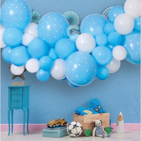 Balónová girlanda modrá s bodkami, 200cm