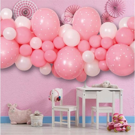 Balónová girlanda ružová s bodkami, 200cm