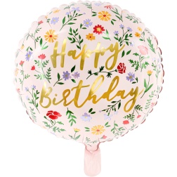 Fóliový balón Happy Birthday bledoružový, 45cm
